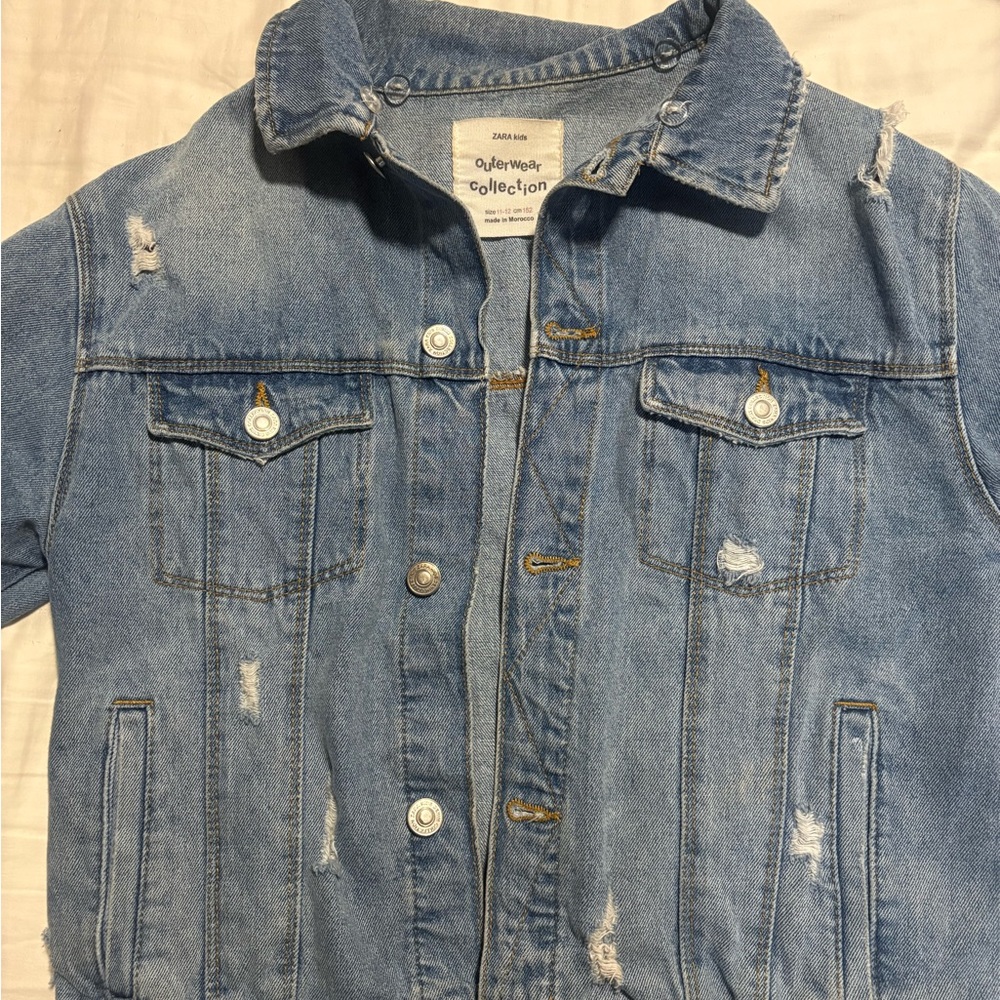 Blue Distressed Denim Jacket